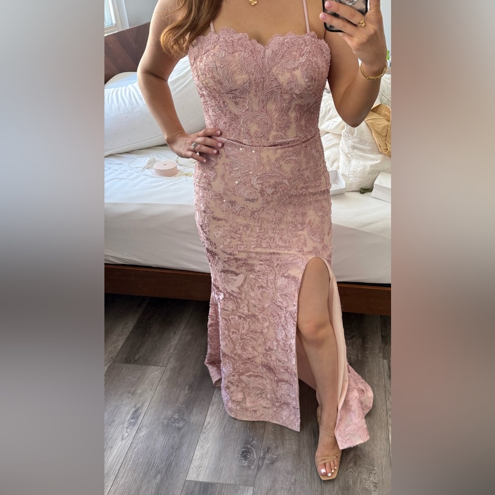 Portia & Scarlett PS 25601E Evening Gown Pink Nude Prom Special Occasion